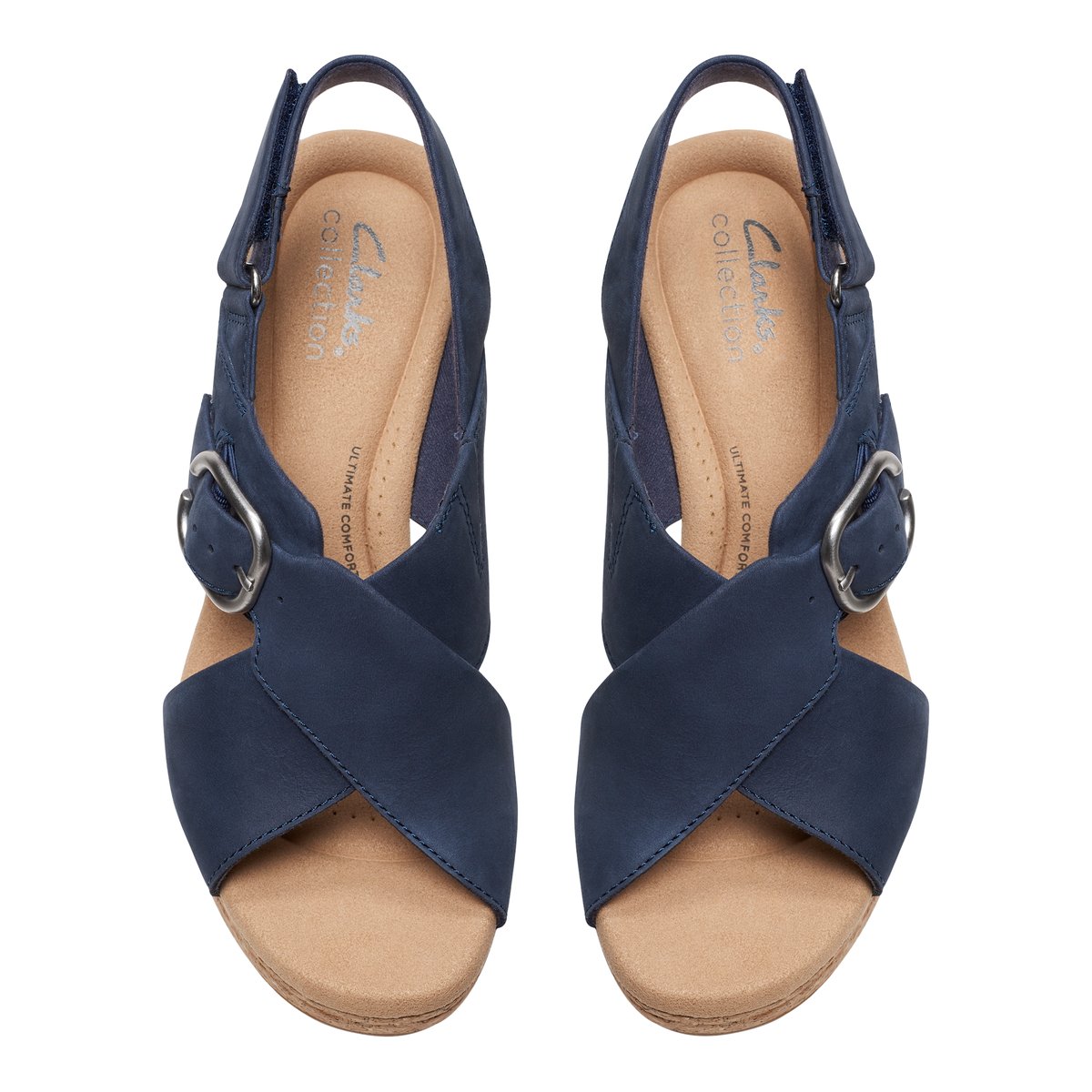 CLARKS-Giselle_dove-Sandales à lanières - Talon compensé - Marine