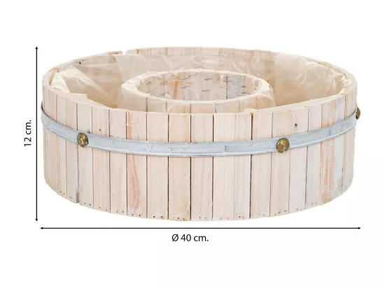 Panier rond en bois marron 40x40x12h