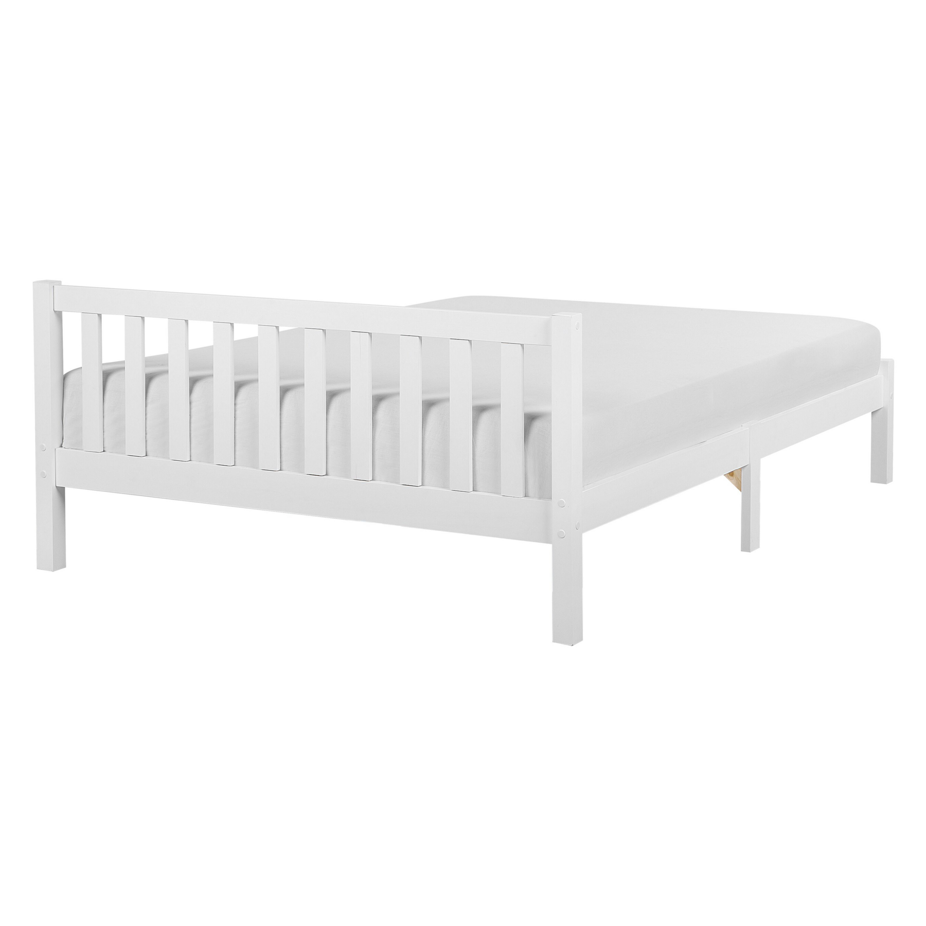 Beliani - FLORAC - Tweepersoonsbed - Wit - 140 x 200 cm - Dennenhout