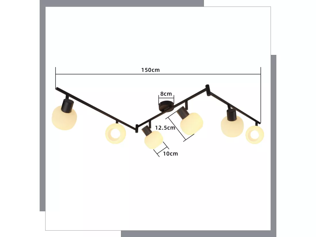 NETTLIFE Spot de plafond blanc E14 plafonnier 6 flammes intérieur abat-jour en verre spot orientable
