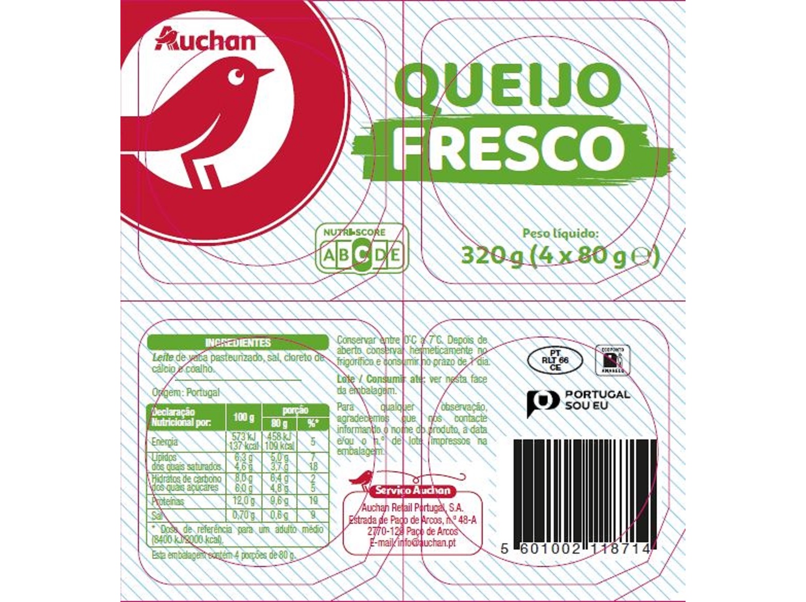 QUEIJO FRESCO AUCHAN 4X80G