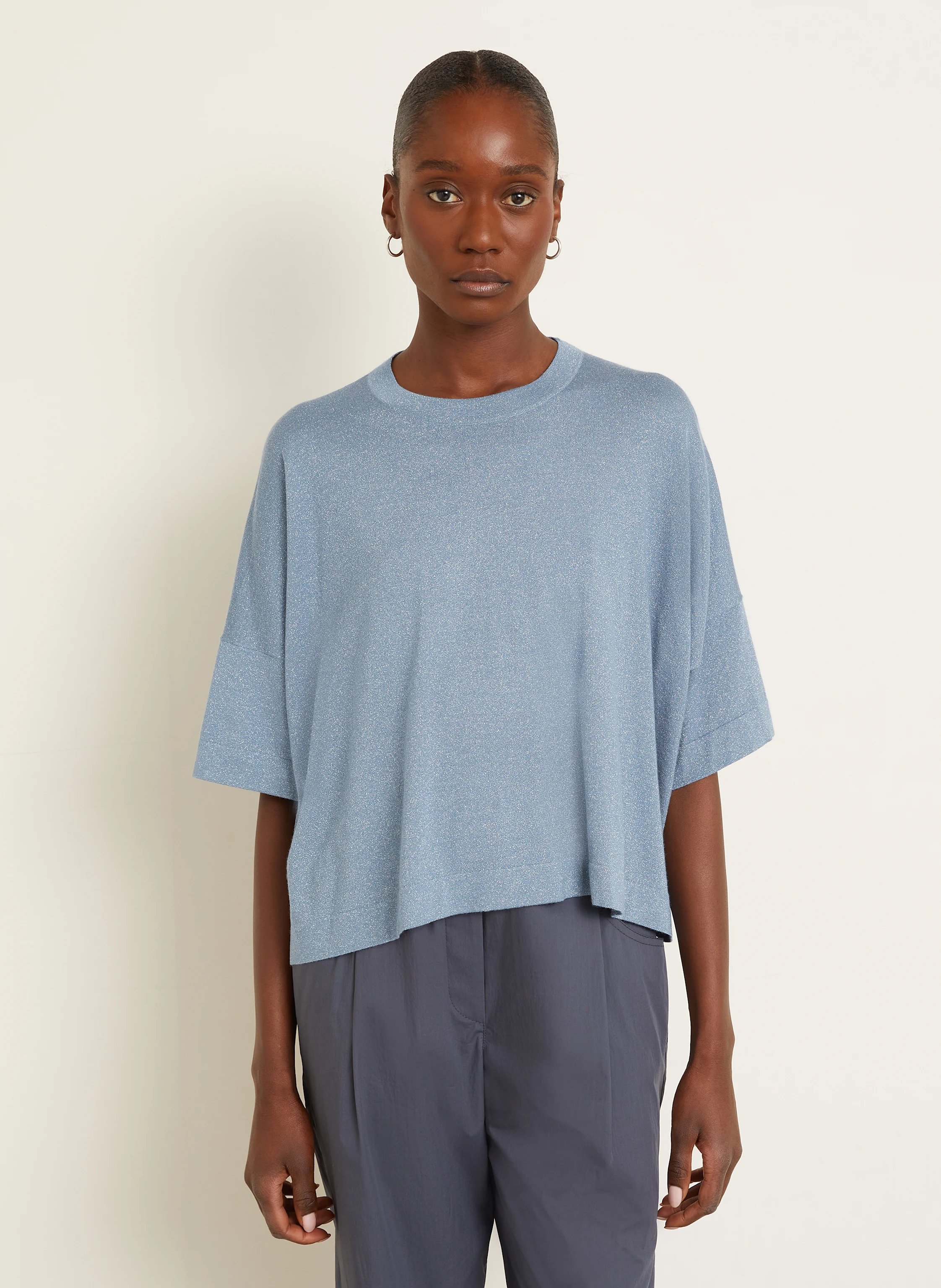 BRUNELLO CUCINELLI Strickshirt mit Cashmere und Glitzergarn