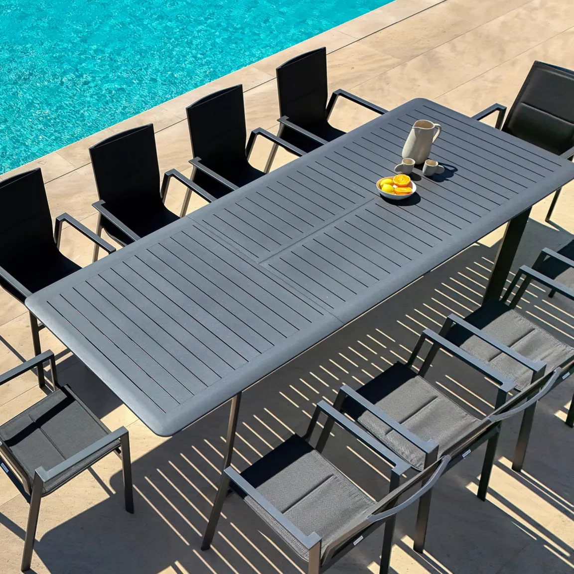 Fauteuil de jardin empilable aluminium Portofino Gris anthracite