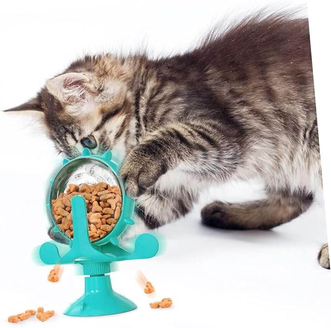 Interaktives Haustier Futter Rad Leckerli Spielzeug Spender für Hunde / Katzen - Türkis