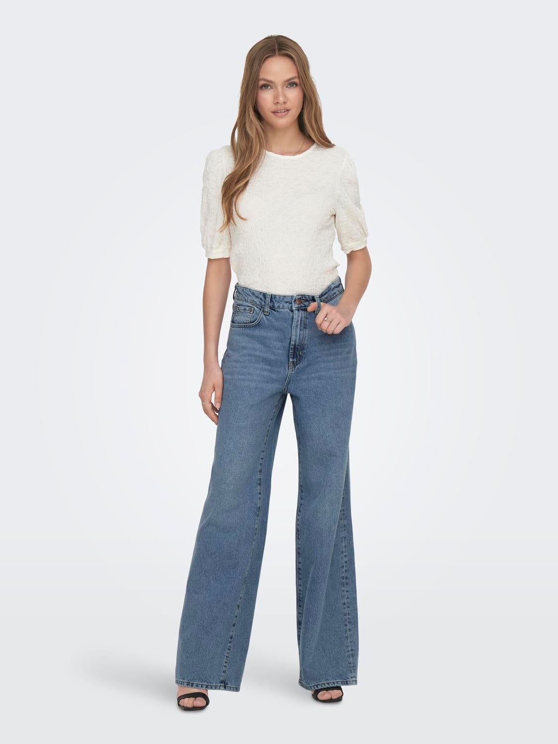 ONLHOPE Hohe Taille Weiter Beinschnitt Jeans Light Blue Denim
