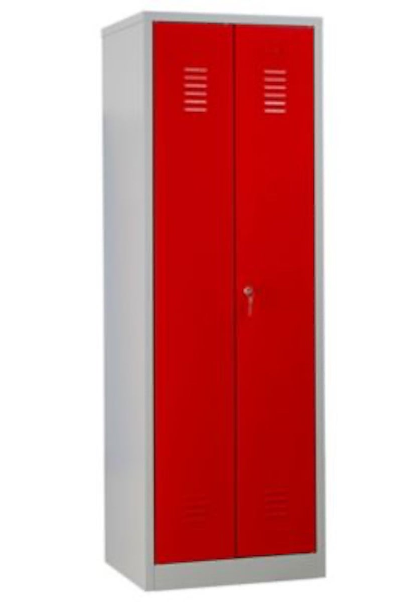 PROREGAL Garderobekast Camel 2 compartimenten & 1 slot HxBxD 180 x 60 x 50 cm Cilinderslot Grijs-Rood