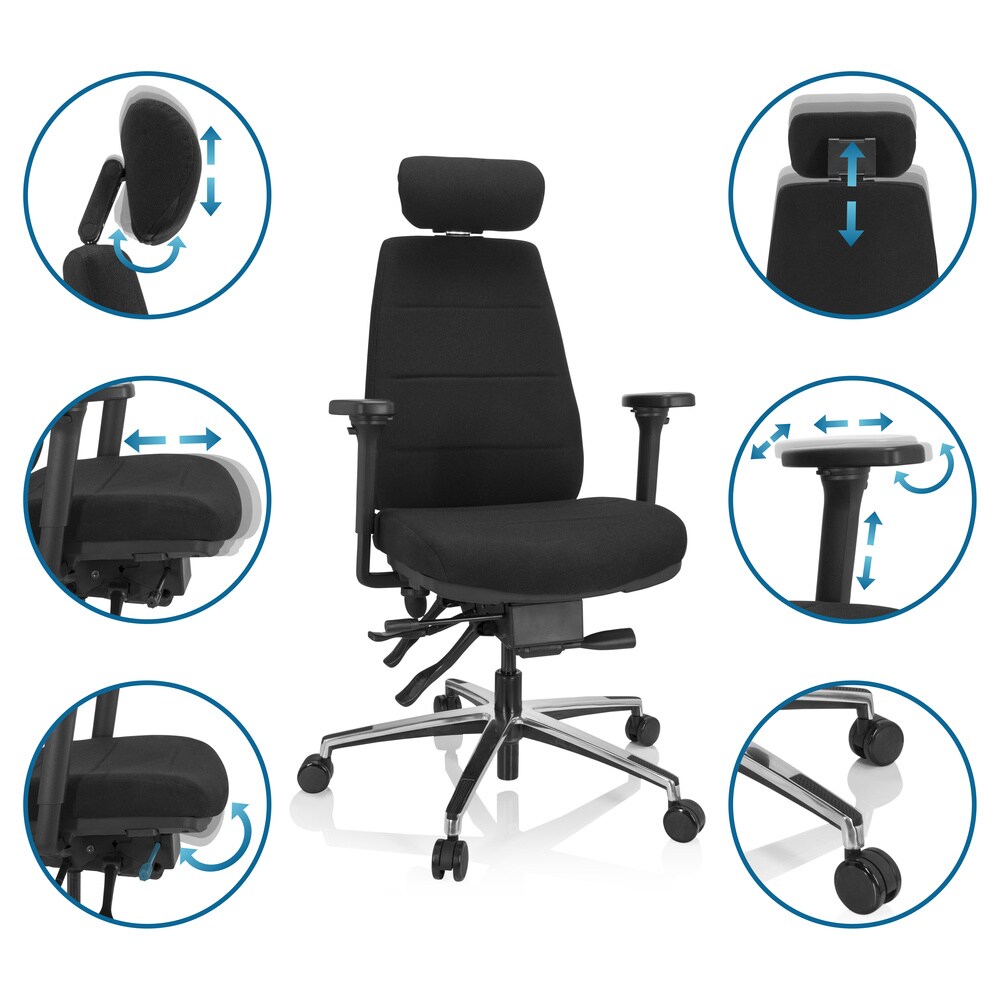 Profi Bürostuhl PHOENIX PRO I Stoff mit Armlehnen (höhenverstellbar) hjh OFFICE