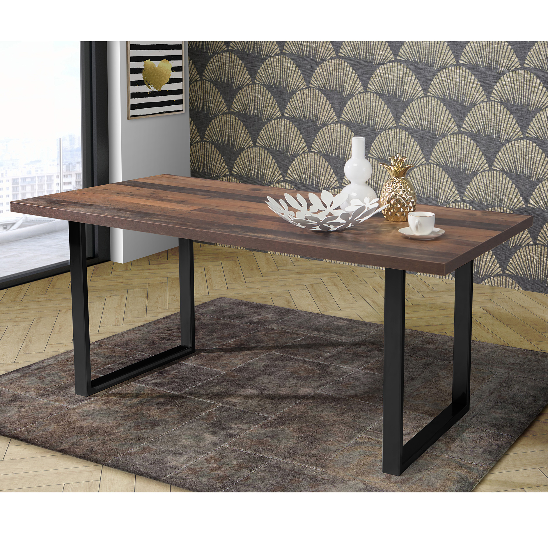 Esstisch - Old Wood Vintage - schwarz - 140x90 cm