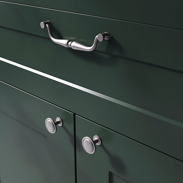 Poignée de meuble nœud GoodHome Kilhog effet étain satin gris l.143mm x H. 35mm entraxe 128mm