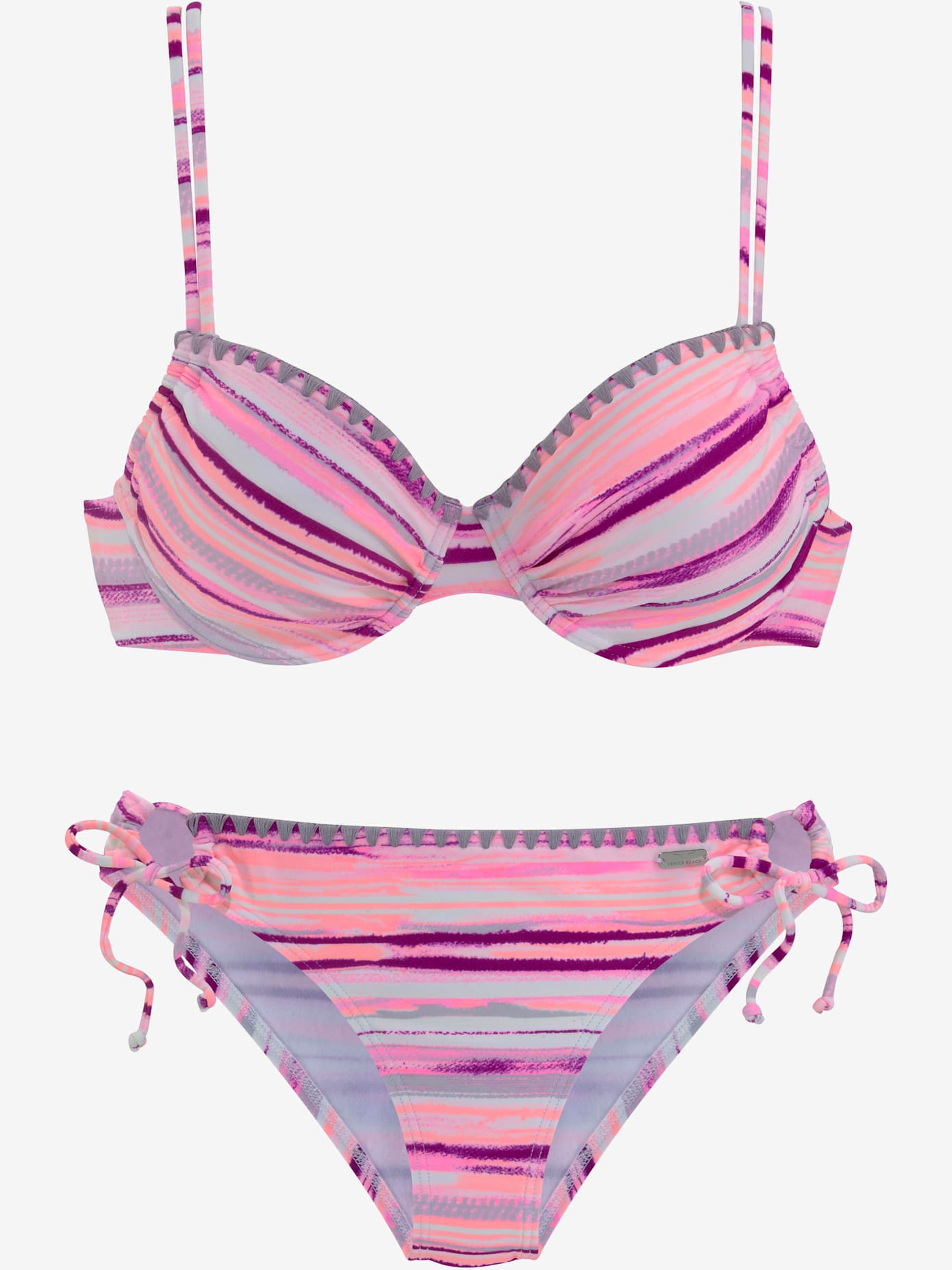 Maillot de bain à armatures design rayé coloré