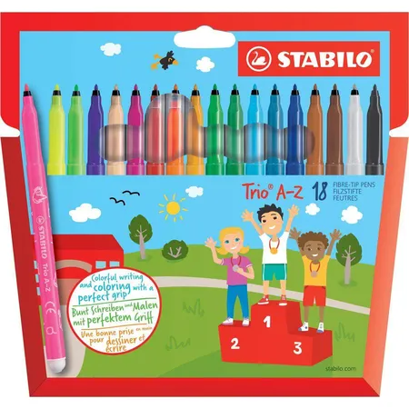Filzstift - STABILO Trio A-Z - 18er Pack - mit 18 verschiedenen Farben