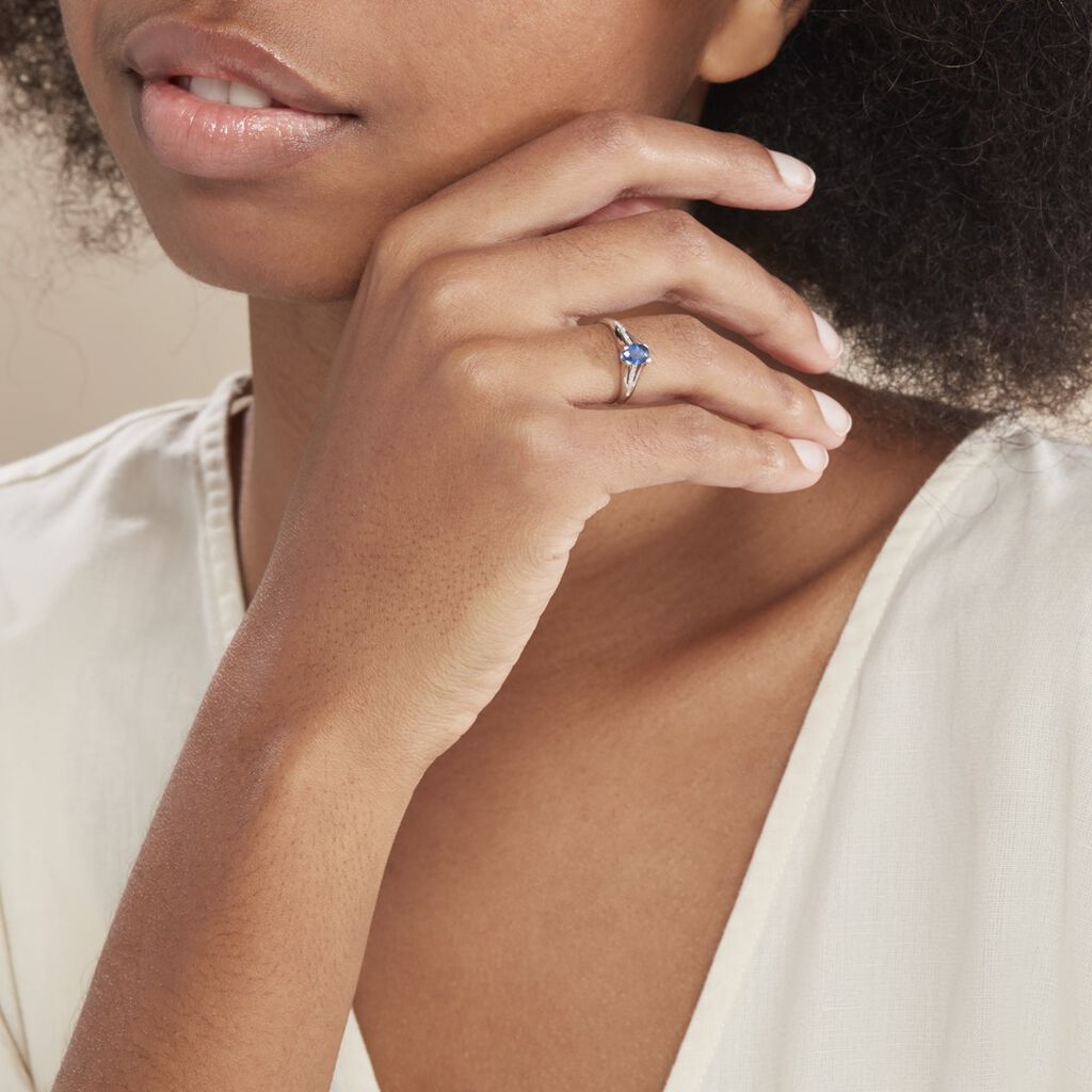Bague Denise Or Blanc Saphir Et Diamant