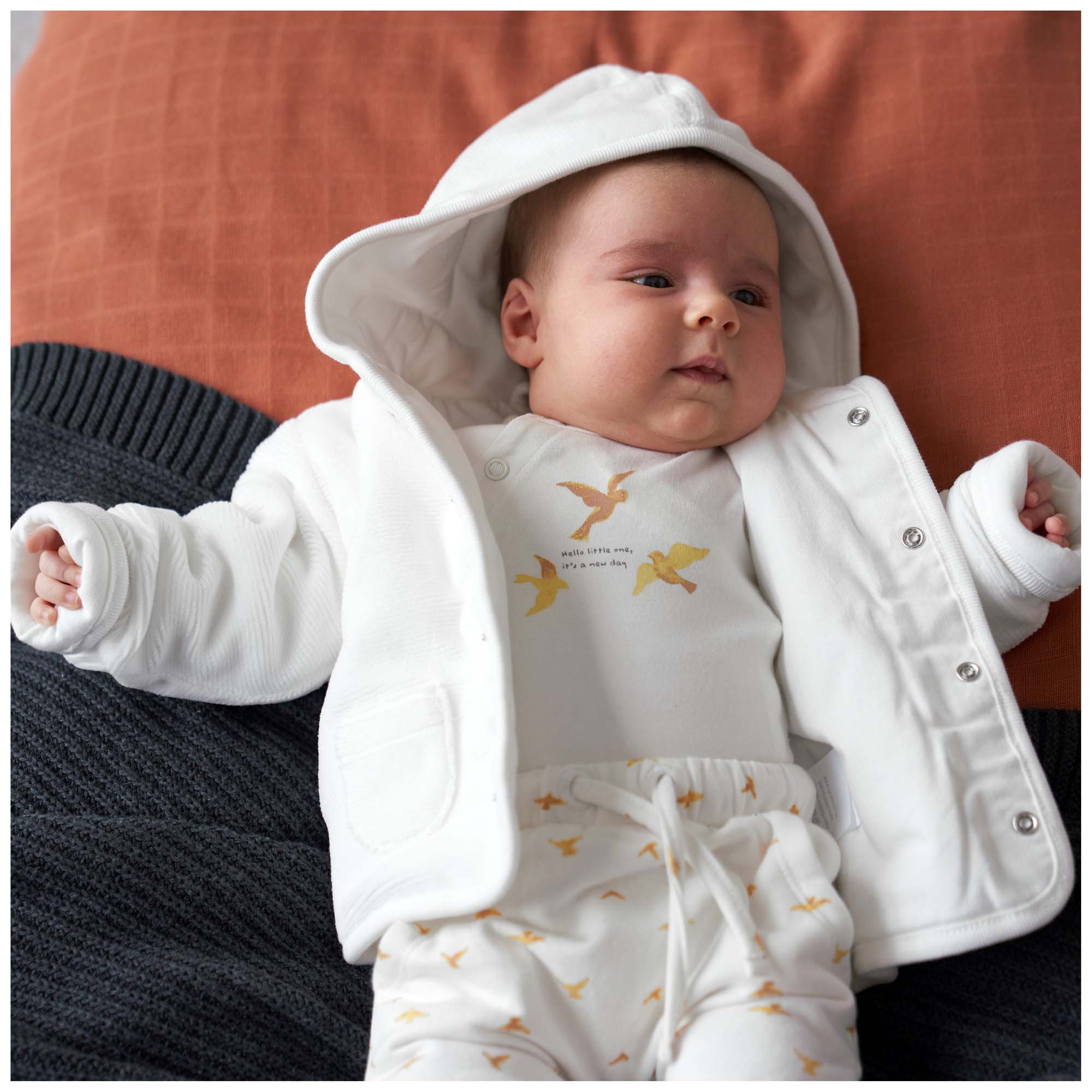 Prénatal newborn jas rib velours  effen wit