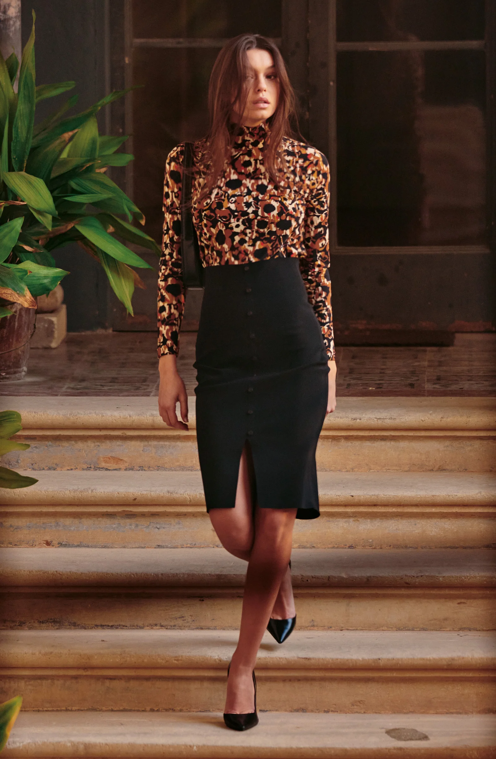 mylena Jupe taille haute noire Noir