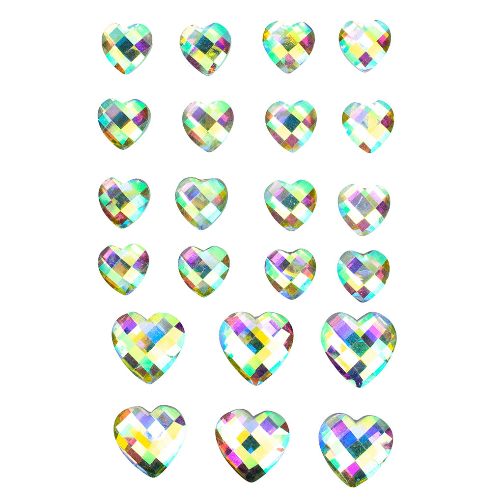 Lot de 22 stickers strass cœur