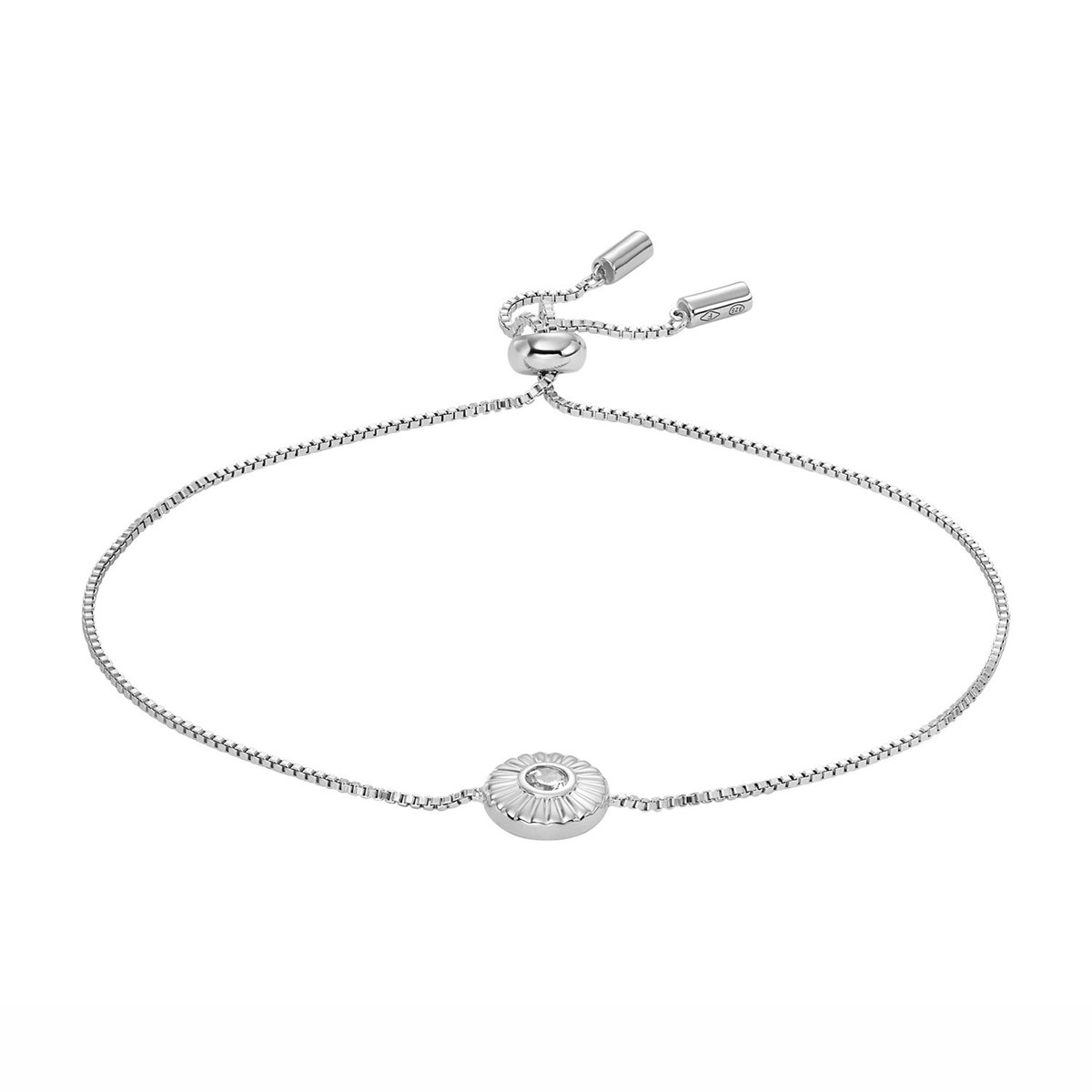Bracelet Fossil chaîne avec charm circulaire texturé