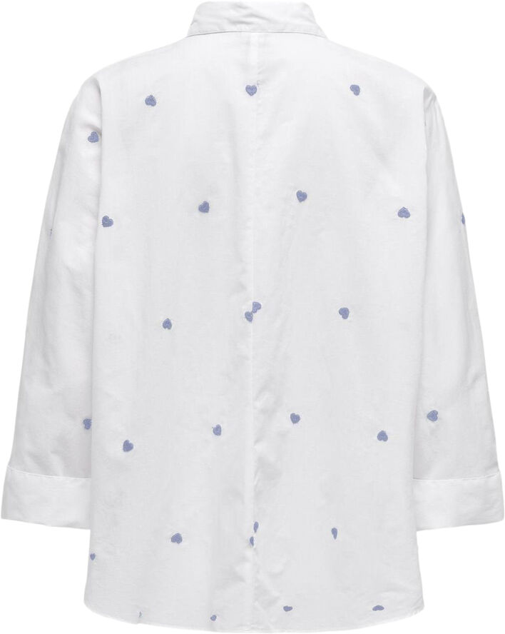 ONLY ONLNEW LINA GRACE LS EMB SHIRT NOOS Bright white/brunnera blue heart