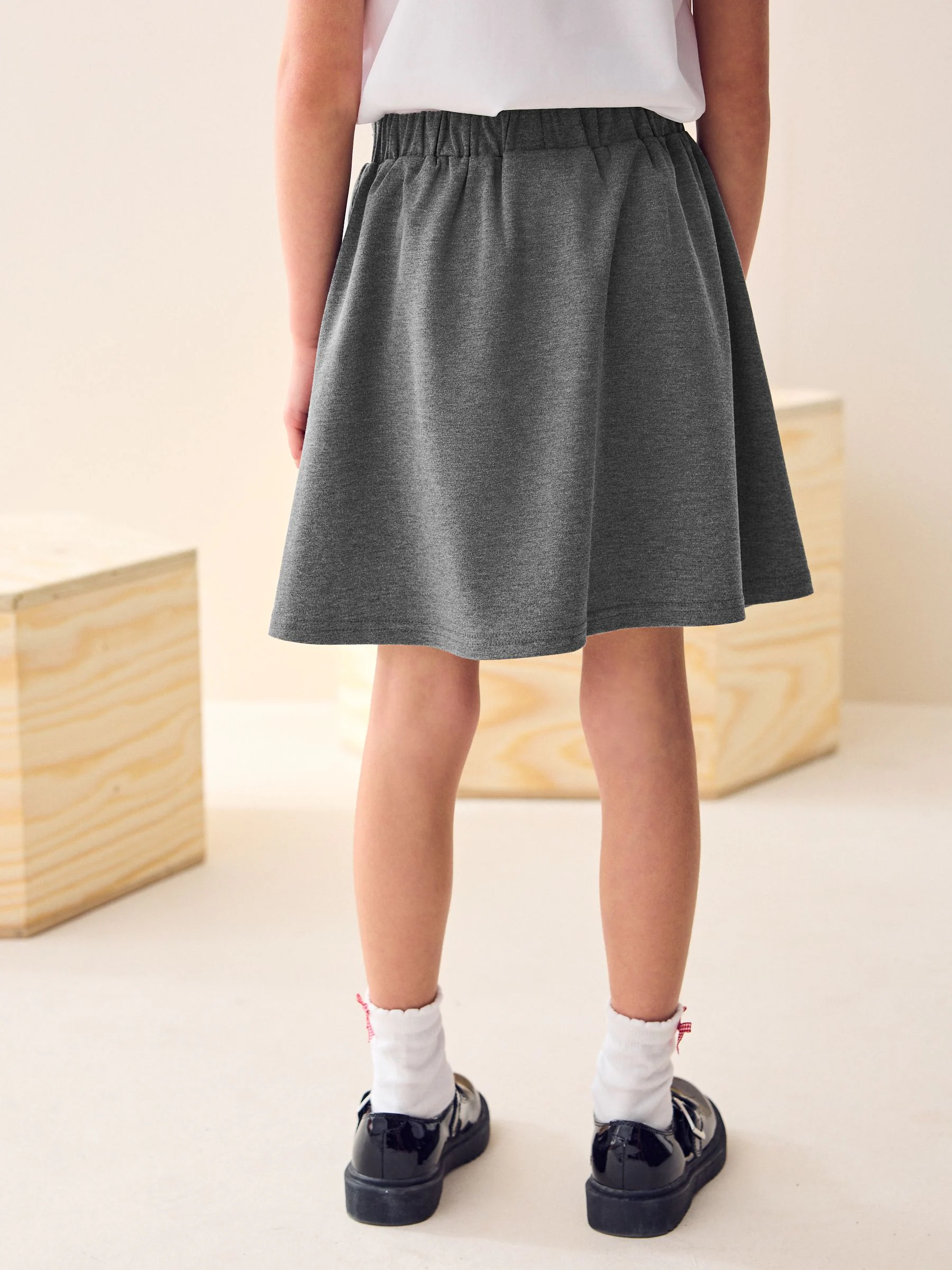 Grijs - Stretchy schoolrok met elastische tailleband (3 - 16 jr)