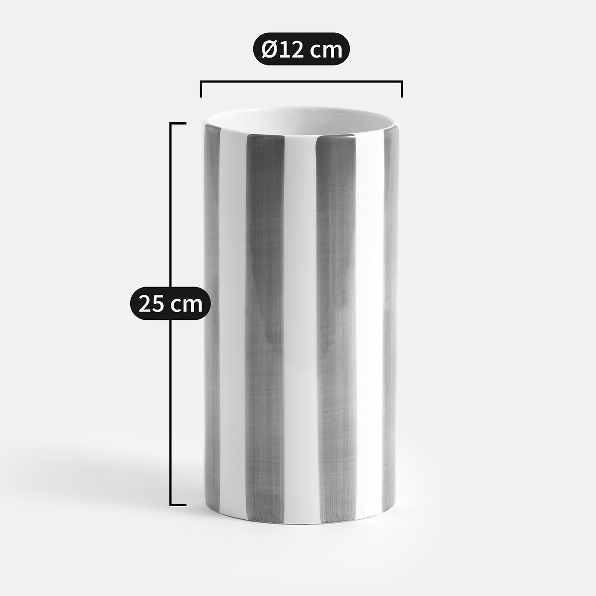 LA REDOUTE INTERIEURS<br>Vaso de cerâmica listrado, Alt.25 cm, Jaoma