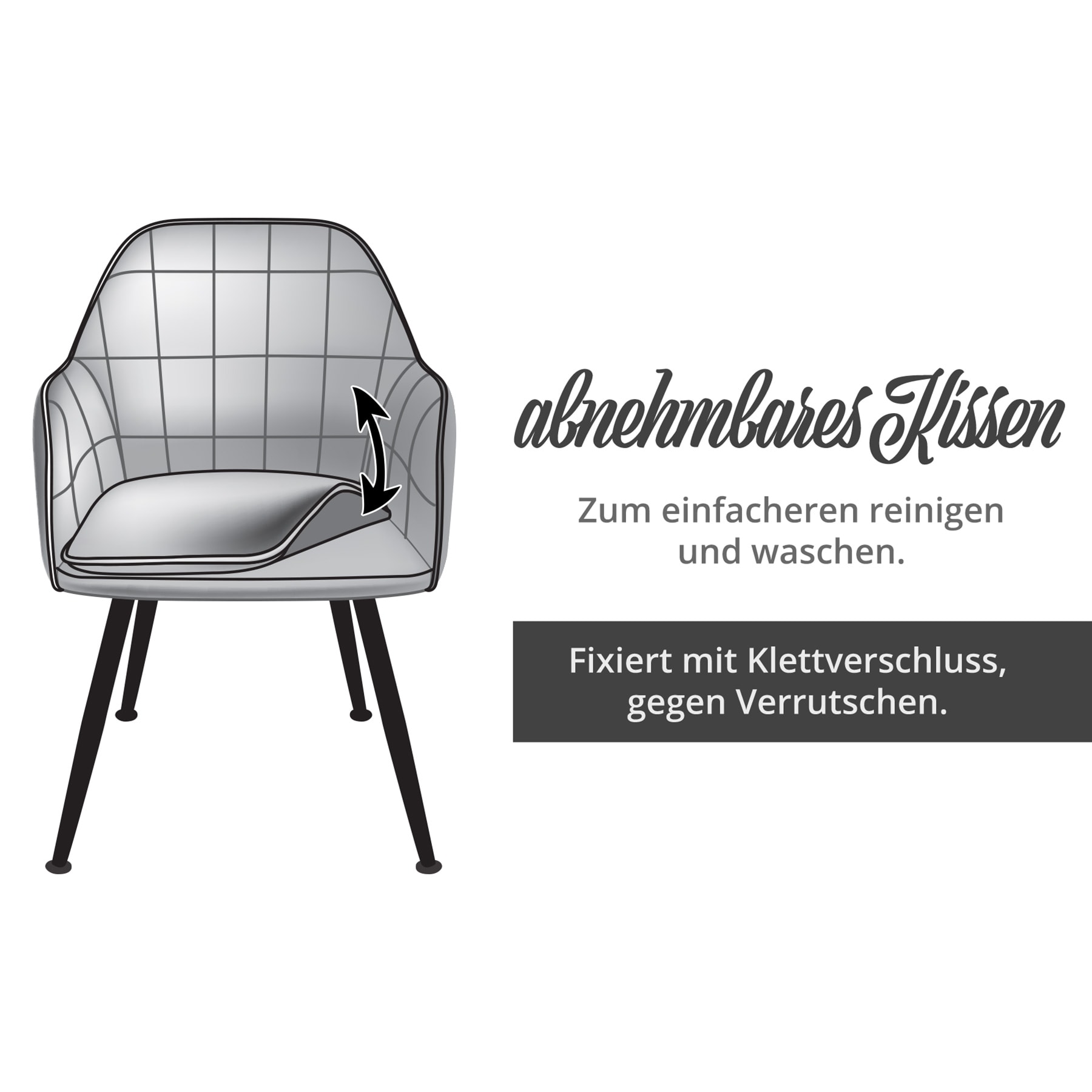 Esszimmerstühle in Steppoptik - gepolsterte Loungesessel mit abgestepptem Samtbezug und Armlehnen - stabile Stühle Esszimmer mit Metallgestell