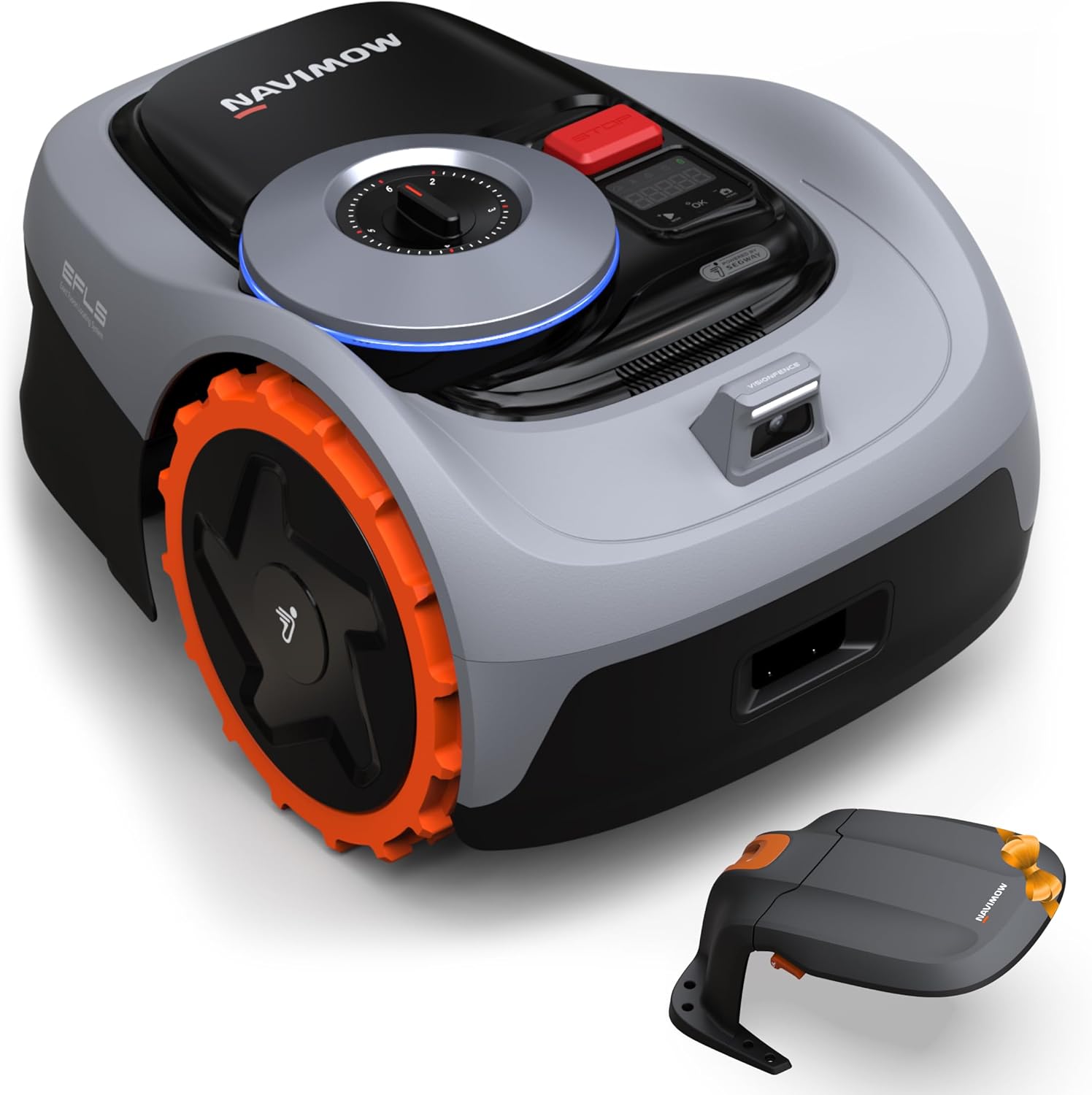 Navimow i105E+Garage, Mähroboter ohne Begrenzungskabel, Empf. 500 m², Max. 600 m², RTK+Vision Rasenmäher Roboter Testsieger, Igelschutz Rasenroboter, KI Auto Kartierung