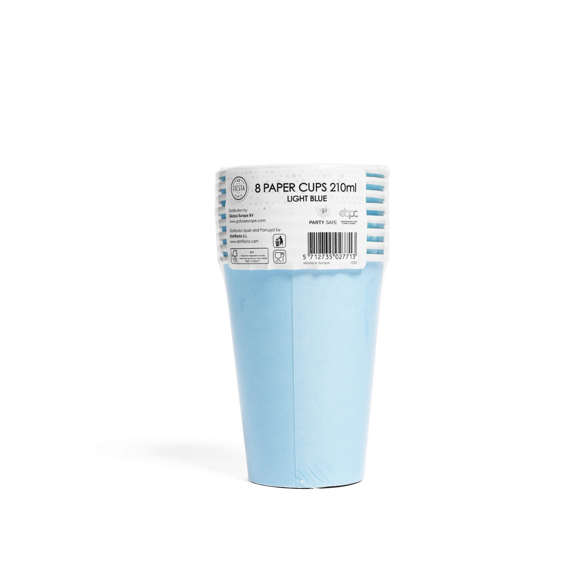 Lichtblauwe Bekers Papier 210ml 8st