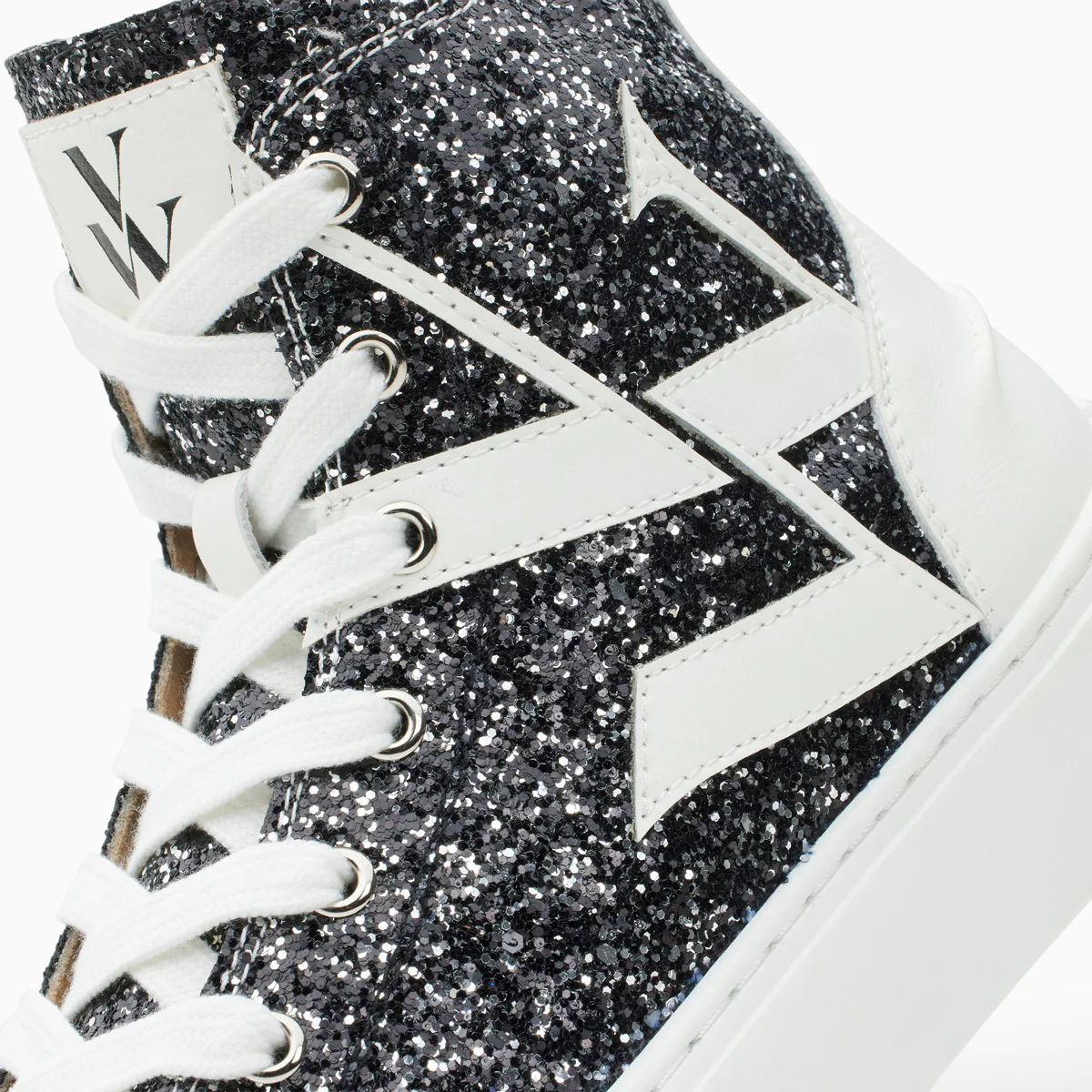 Sneakers-Baskets monogramme Alix montantes à paillettes noires