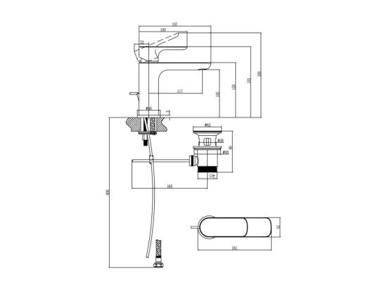 Mitigeur lavabo VILLEROY ET BOCH O.novo avec tirette chrome