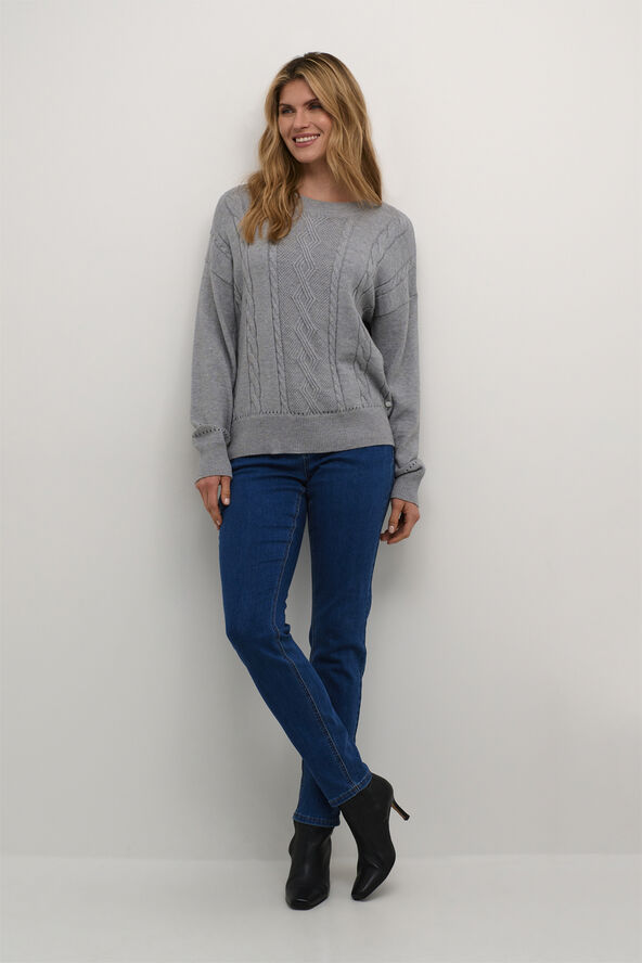 Cream CRDela Knit Pullover Grey melange