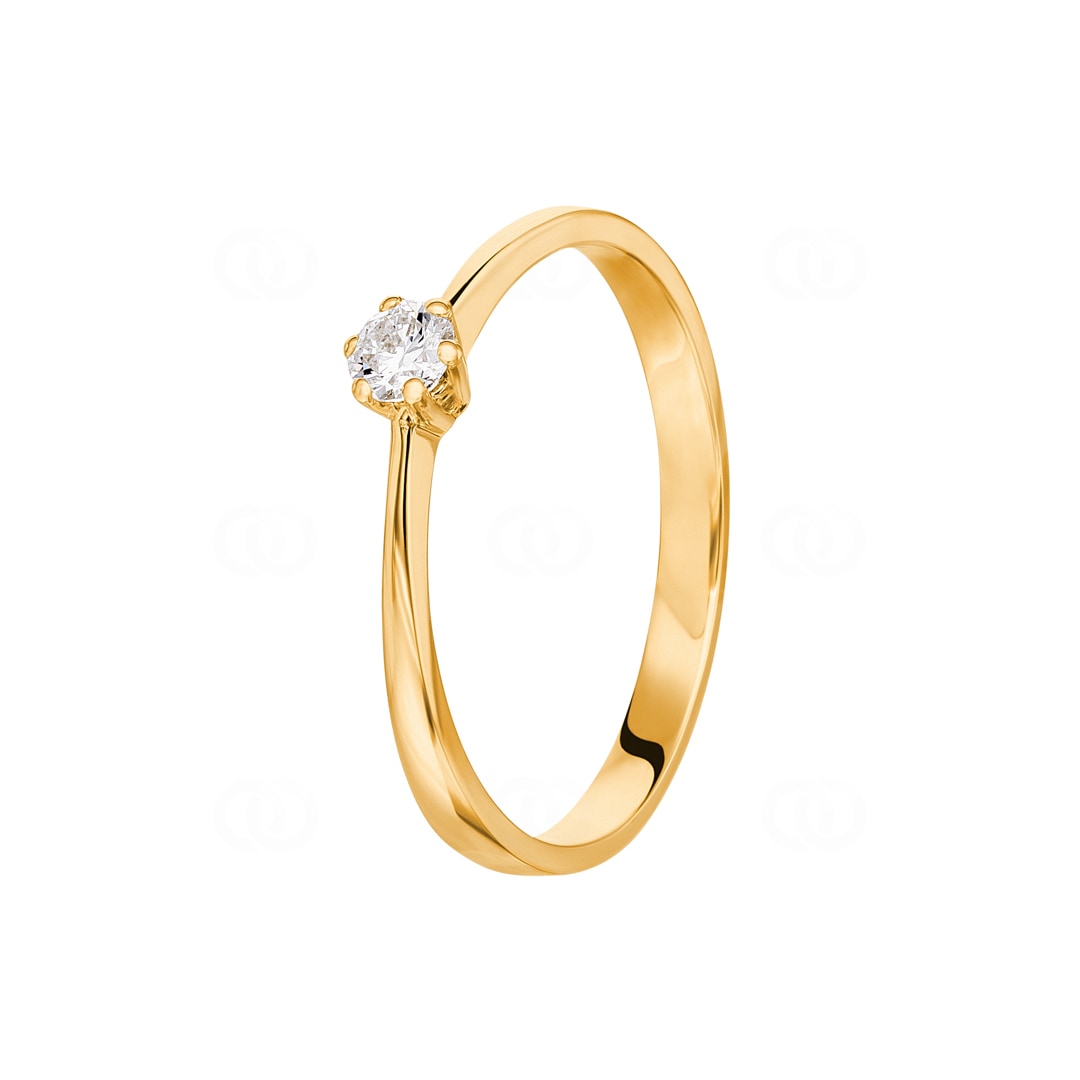 Verlobungsring 750/18 K Gelbgold mit Diamant 0.15 ct H/si