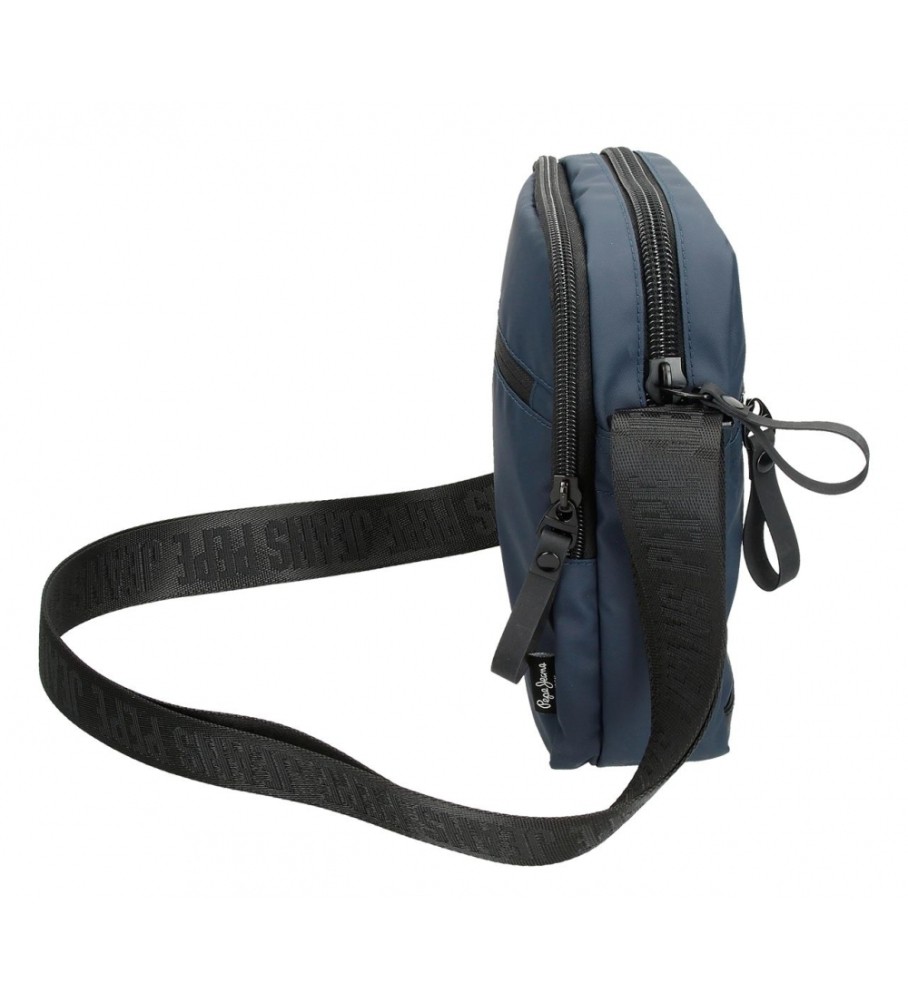Bolsa de ombro Pepe Jeans Hoxton com dois compartimentos na cor azul marinho