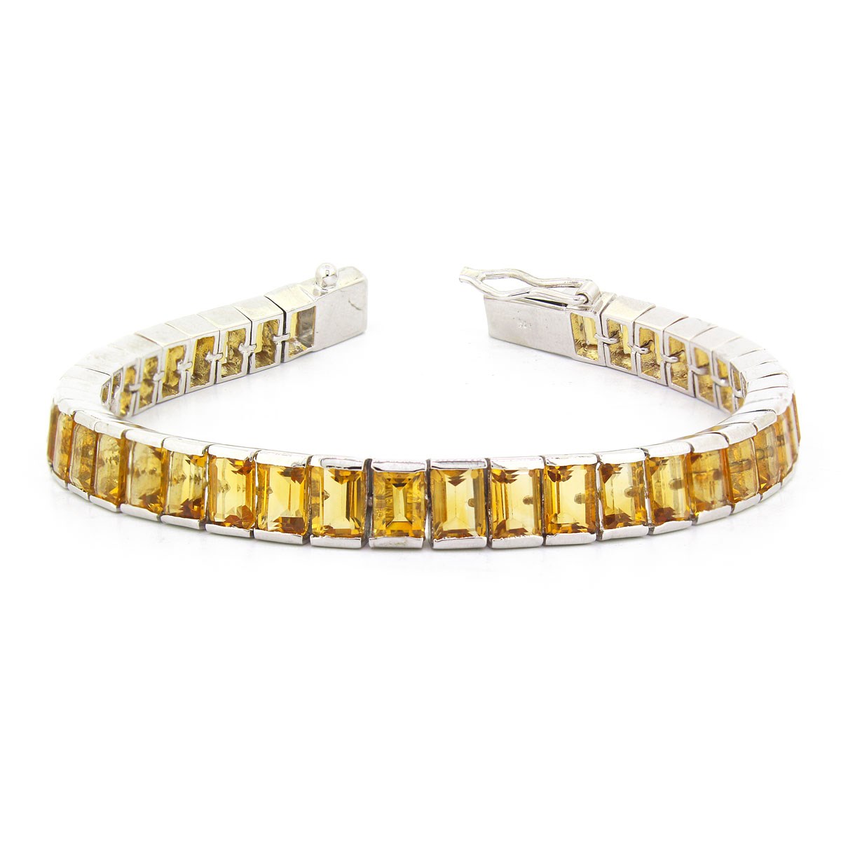 Bracelet Citrine Rectangulaire en Argent 925 - Éclat Solaire par Aden Bijoux