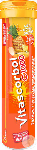 Vitascorbol Vitamine C 1000mg Orange/Ananas 15 Comprimés Effervescents