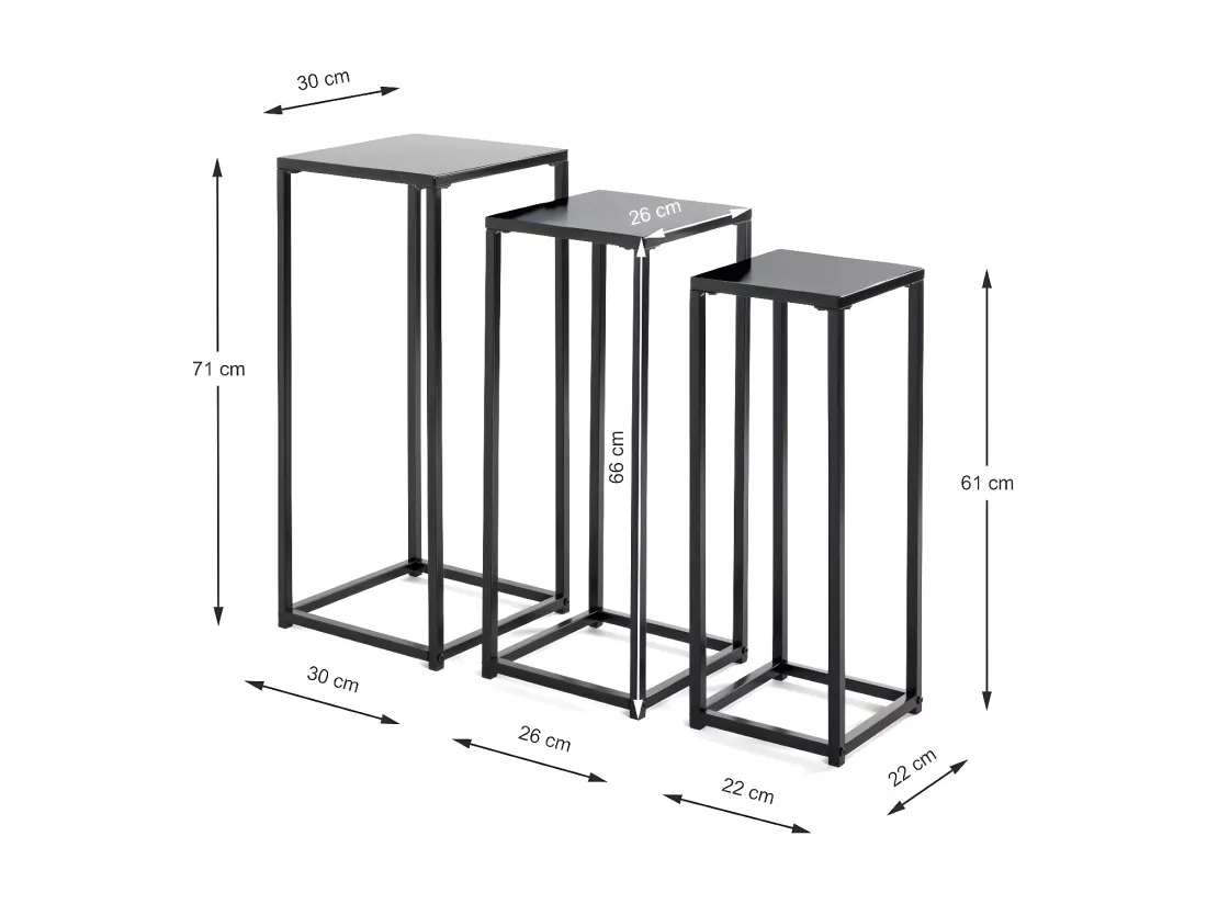 Lot de 3 Porte-Plantes en Métal 