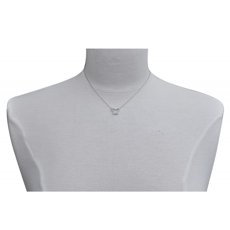 Collier Argent Papillon Entouré de Strass