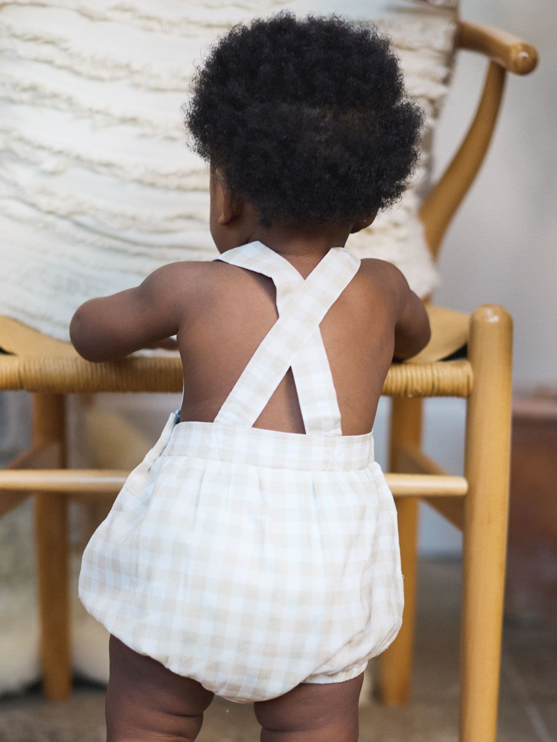 Fawn gingham - The Little Tailor geweven babyromper van 100% katoen