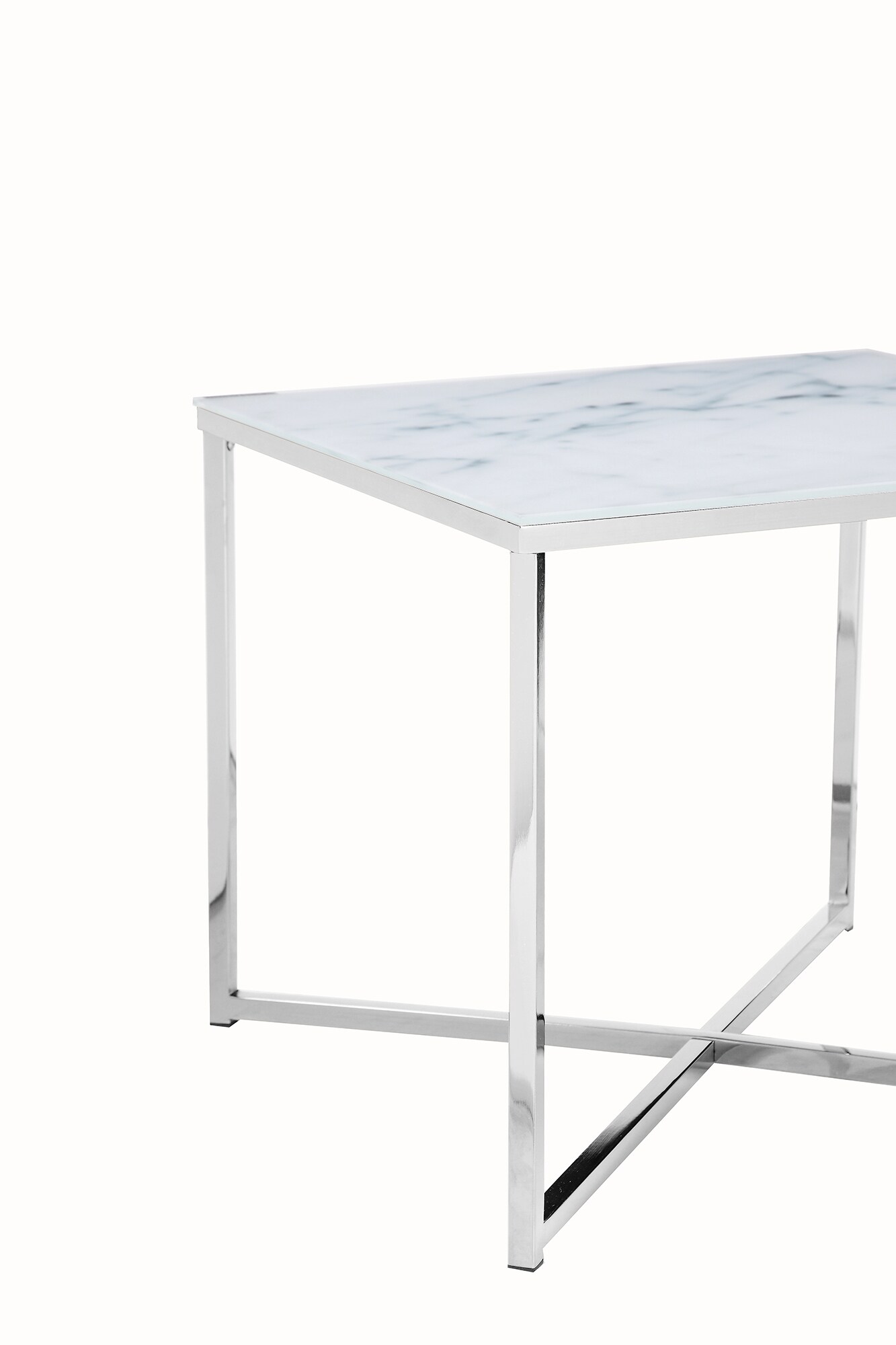 Beistelltisch Silber 55x55 cm Wohnzimmertisch Couchtisch Sofatisch Glastisch