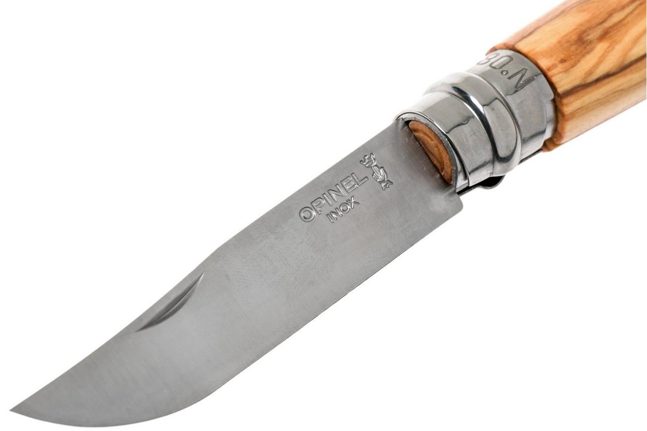 Opinel zakmes No. 8 Luxury Range met leren sheath, olijfhout