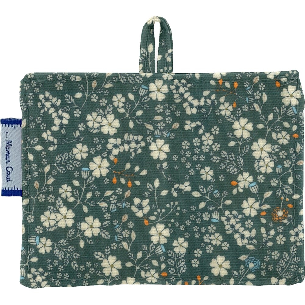 Porte Badge Fleuri Kaki