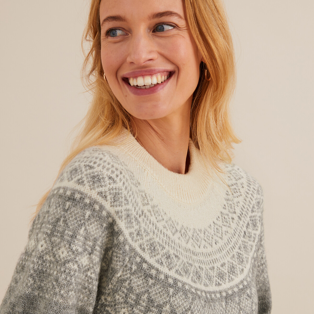 ANNE WEYBURN<br>Vestido curto reto em jacquard