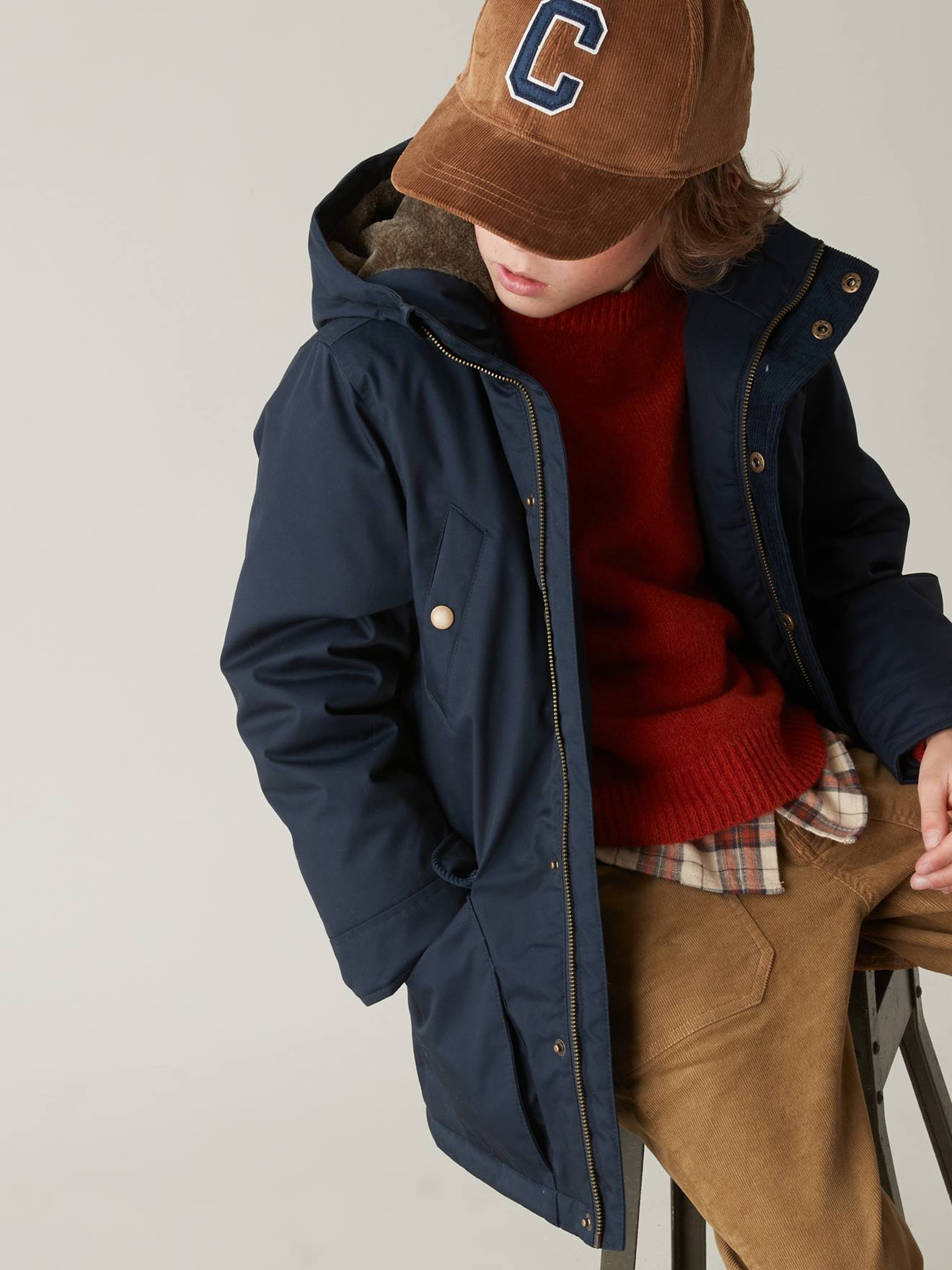 Casaco parka quente para meninos