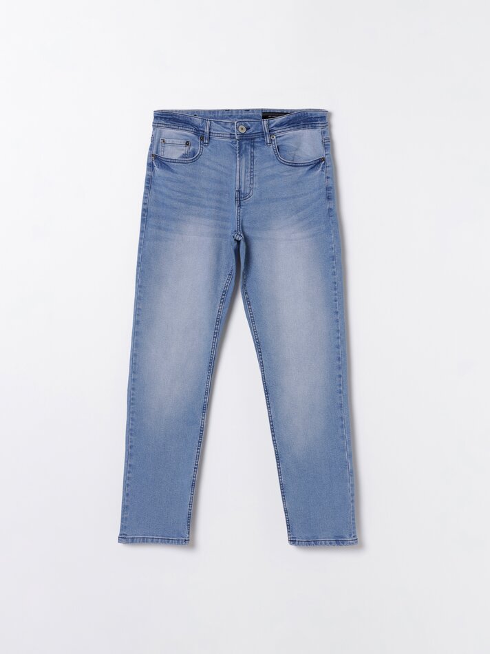 Calça jeans slim confortável - Lavagem índigo