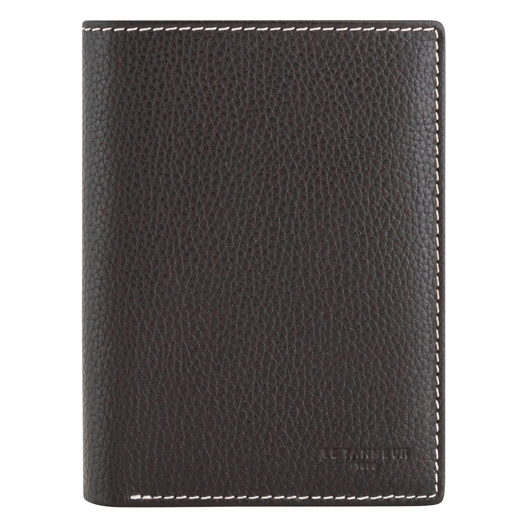 CHARLES - Portefeuille zippé en cuir de vachette grainé | Marron