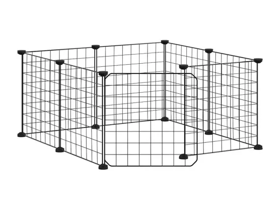 Cage animaux de compagnie à 8 panneaux et porte Noir 35x35 cm