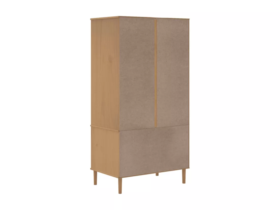 Garde-robe SENJA aspect rotin marron bois massif de pin