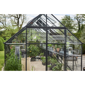 Tuinkas Royal Well Qube 816 zwart gecoat met 3mm veiliheidsglas