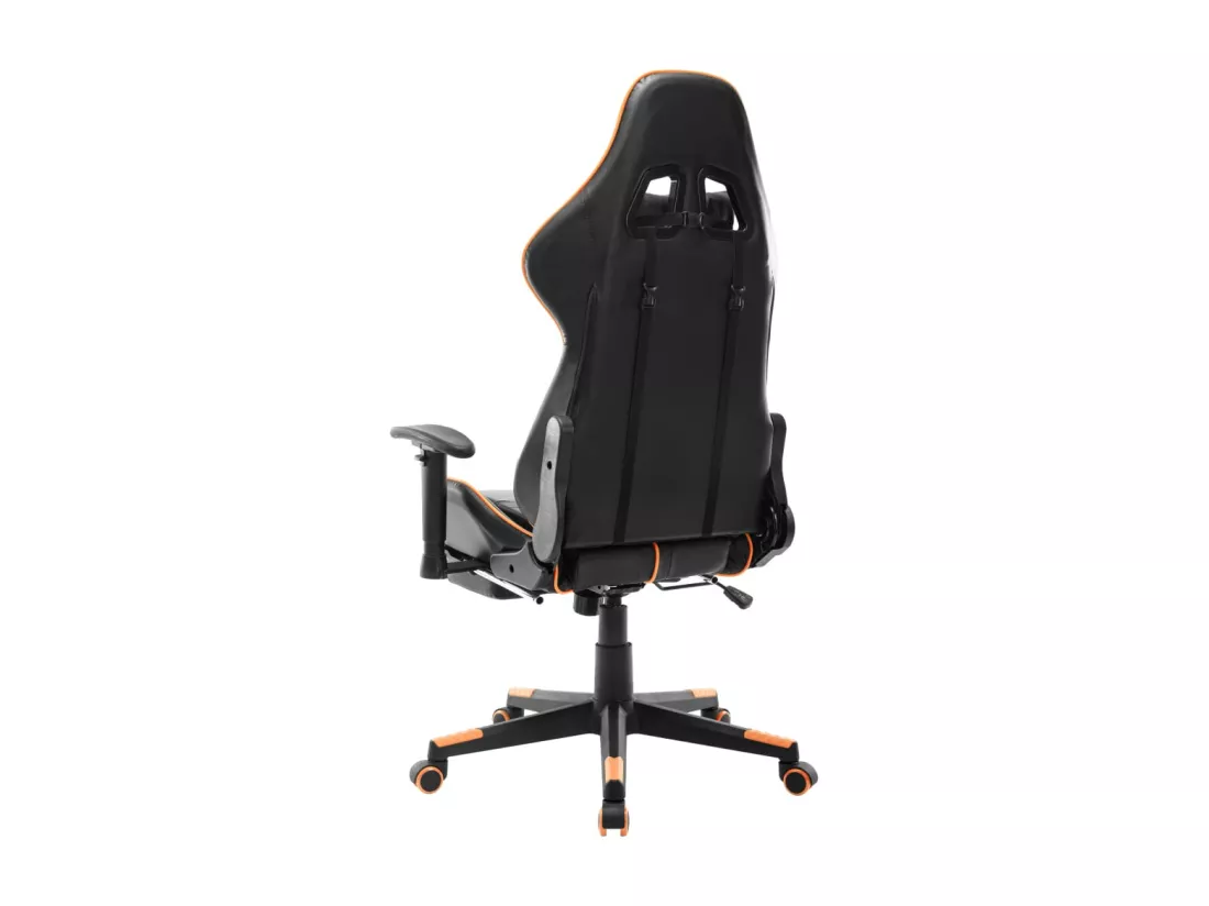 Chaise de jeu avec repose-pied Noir et orange Cuir artificiel