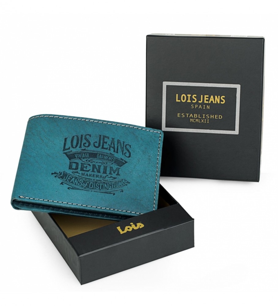 Carteira de couro Lois 201707 Azul 11,5 x 9 cm