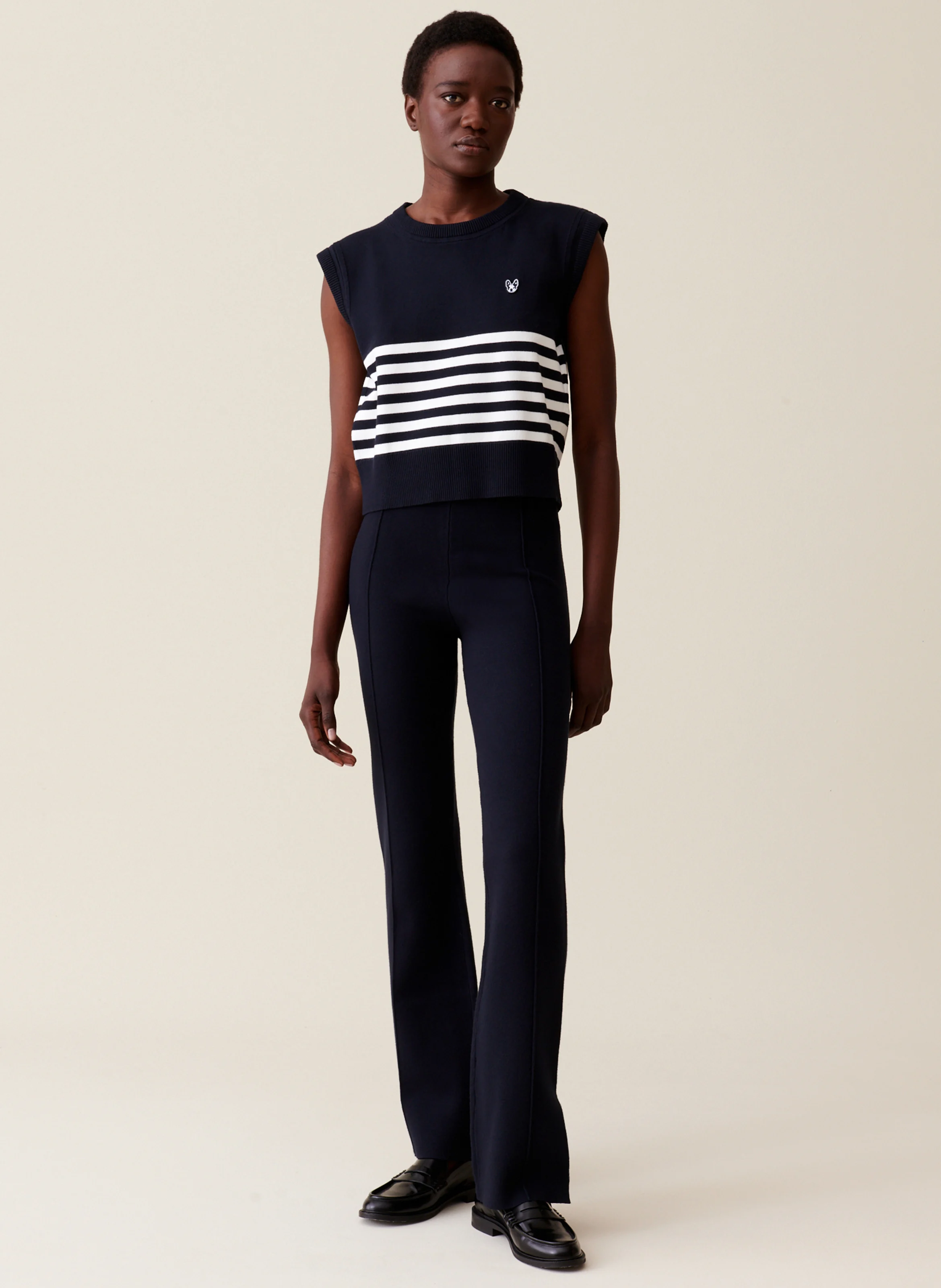 Pantalon flare en maille | Bleu