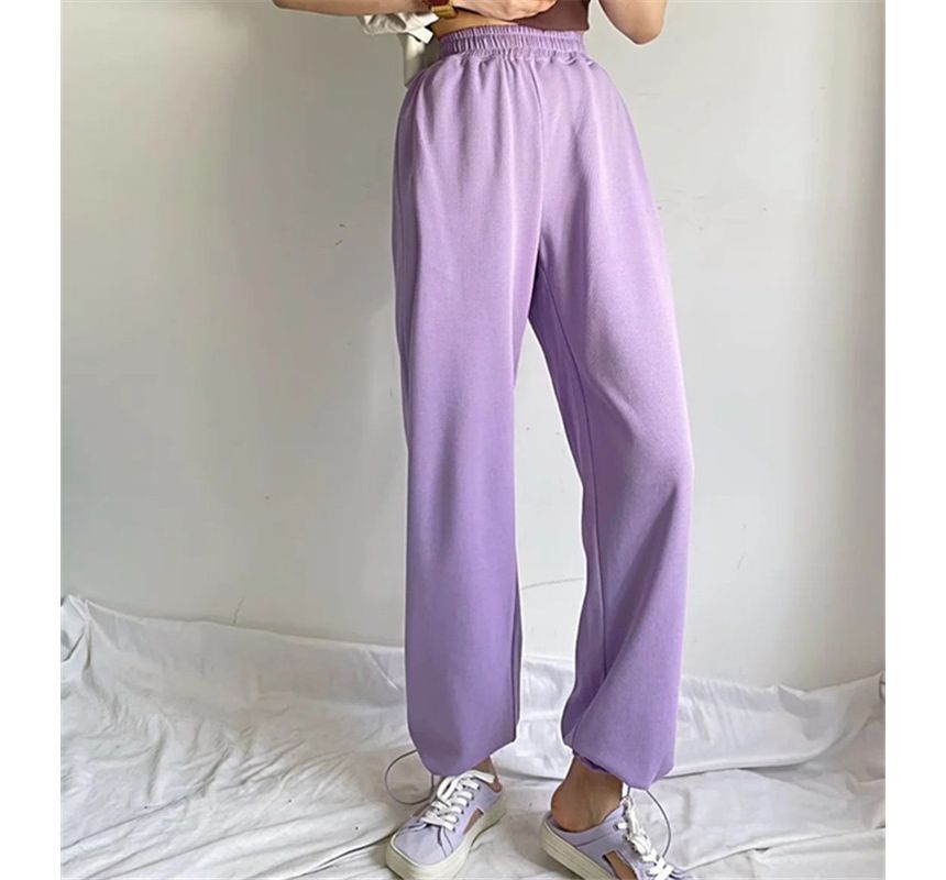 Asiris - Hoge taille effen rechte joggingbroek
